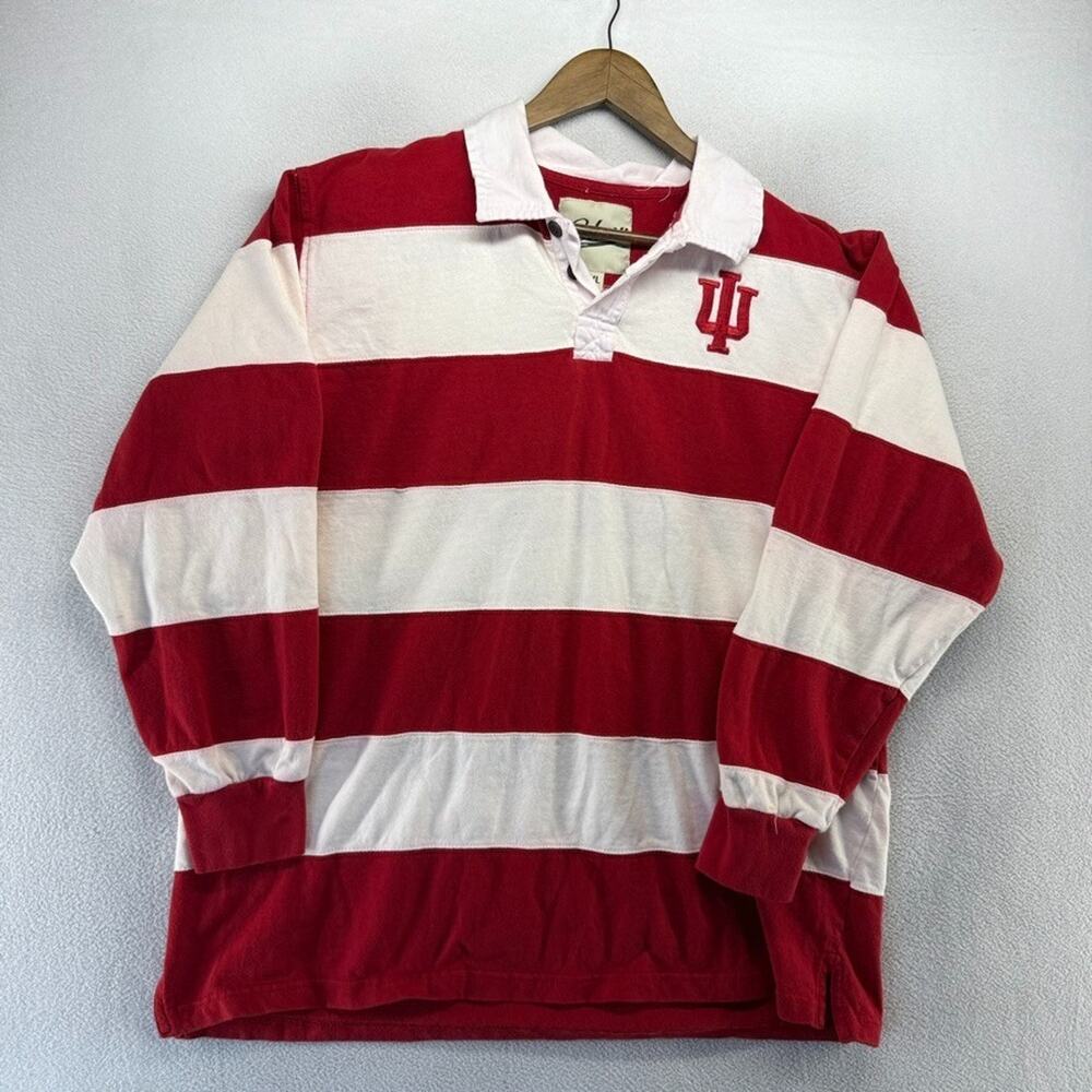 Vintage Indiana Hoosiers Rugby Shirt Men's 2XL Red White Embroidered Colorblock